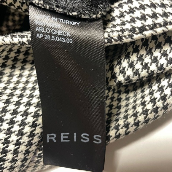 Reiss Arlo Houndstooth High Rise Black White Straight Trousers Womens 6 - Picture 7 of 16